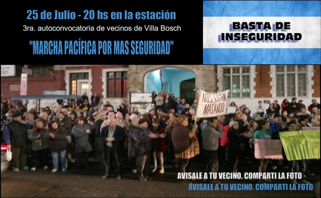 Vecinos de Villa Bosch convocan a 3ra marcha por mas seguridad