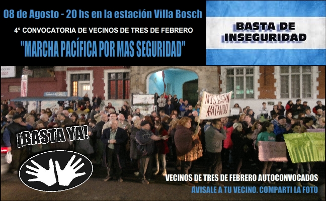 4° marcha pacífica en Viila Bosch por la inseguridad.