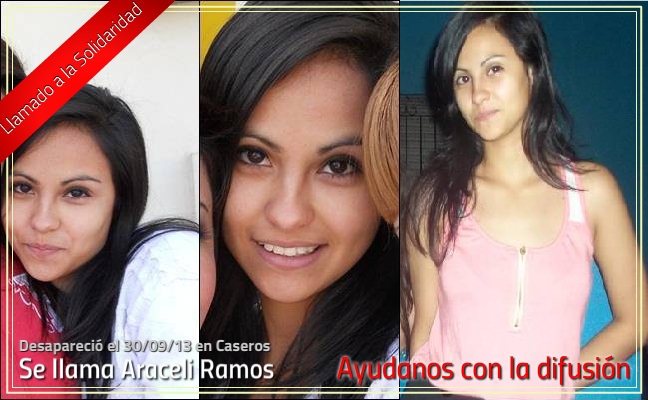 URGENTE! Se busca a Araceli Ramos desaparecida el Lunes 30/09