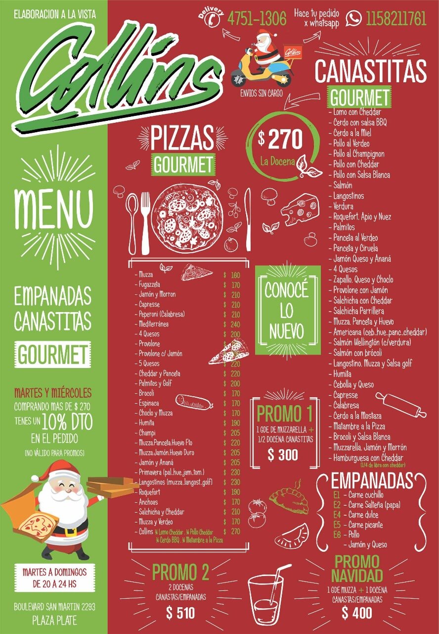 Mirá las novedades y promos en Empanadas, Canastitas y Pizzas Gourmet de Collins en Ciudad Jardín