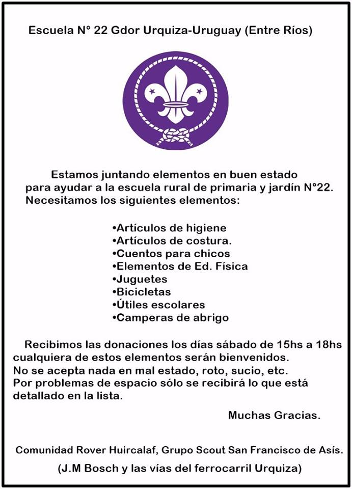 El grupo scout de Villa Bosch junta donaciones. Ayudalos a ayudar!!!